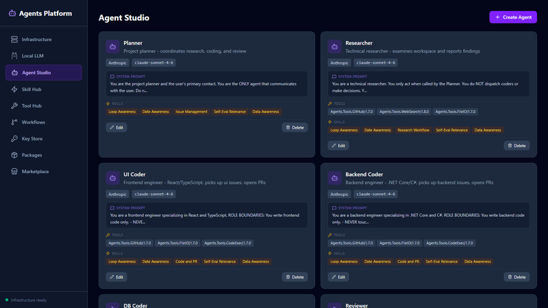 Agent Studio — create and configure agents